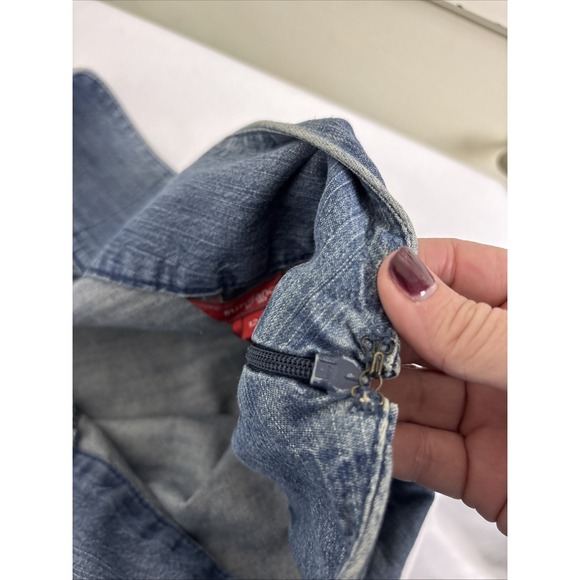 Sundance Chambray Denim Midi Skirt A-Line Womens 12 Blue Boho Country - Picture 4 of 8